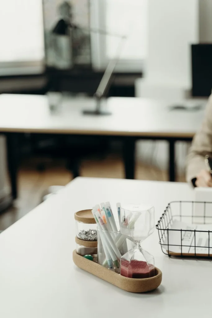 Desktop organisation set — illustrative product photography